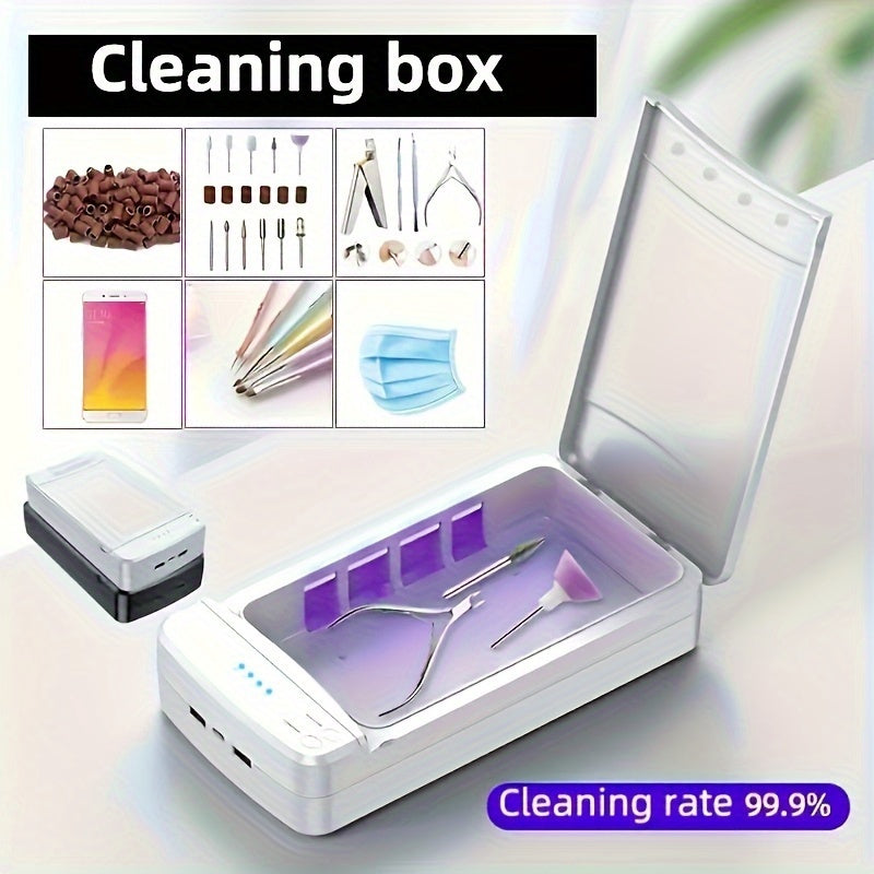 Caja de desinfección de uñas portátil alimentada por USB para herramientas de manicura y pedicura - Estérilice y seque suministros de cuidado de uñas con diseño compacto, no necesita batería, esenciales para la higiene del salón en casa, suministros para