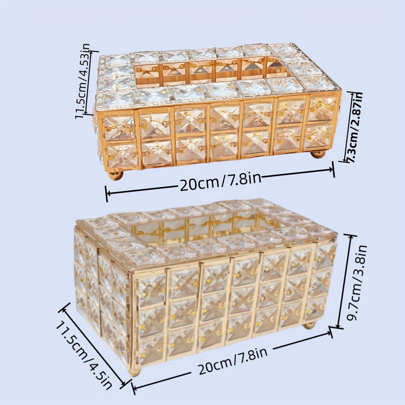 Porta Pañuelos de Acrílico con Cristales Imitación Estilo Europeo, Soporte Creativo y Elegante para Mesa, Decorativo Premium para Salón
