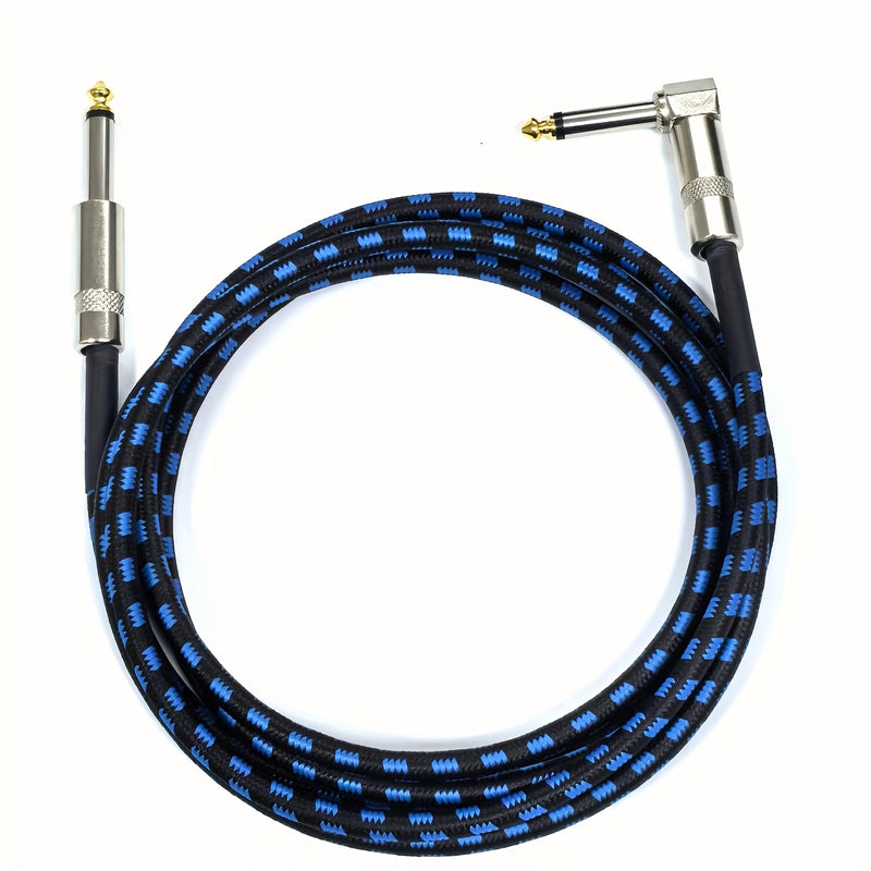 Cable de guitarra de 3,3 pies a 16 pies - Cable de instrumento de alta resistencia de 1/4" con diseño trenzado azul y negro, conector de ángulo recto a recto para guitarra eléctrica, bajo, mandolina, configuración de audio profesional, cable de guitarra,