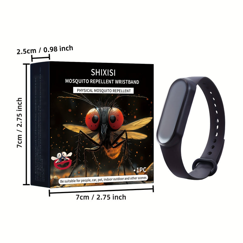 Muñequera Repelente de Mosquitos Electrónica Negra – Ajuste Cómodo, Disuasivo Físico para Insectos, No Tóxico, Diseño Unisex para Pesca y Actividades al Aire Libre, Incluye 2 Pilas Botón, Pulsera Unisex | Brazalete Elegante | Moderno y Portátil