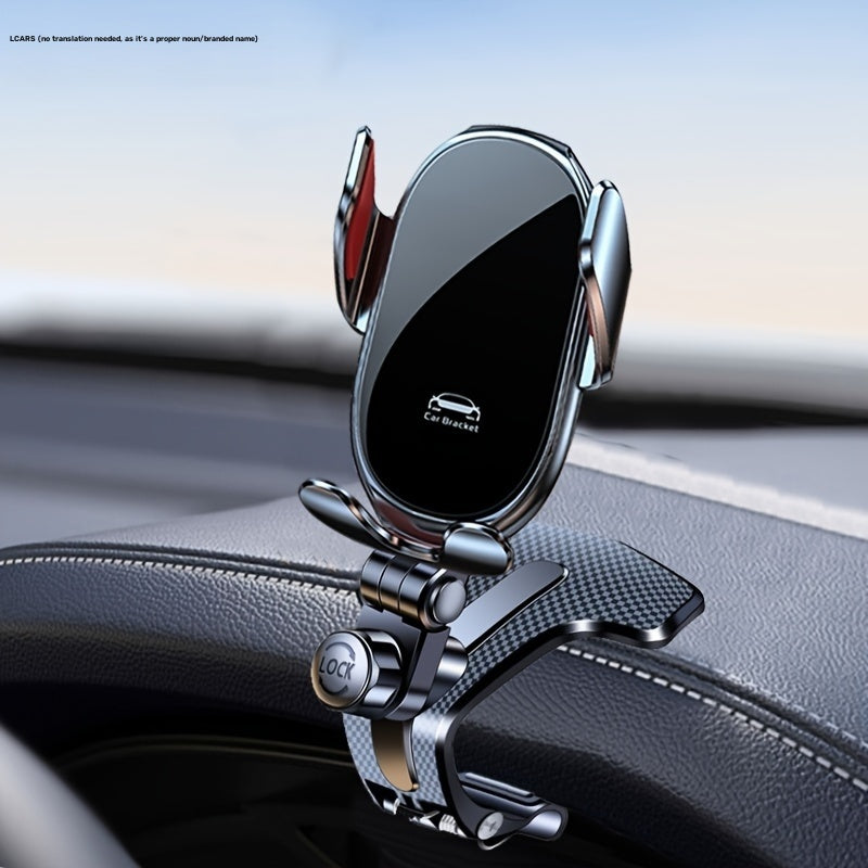 Soporte para Teléfono de Coche Plateado Premium - Montaje en el Tablero, Rotación Multiángulo, Sujeción Fuerte, Compatible con Varios Modelos, Operación Fácil con Una Mano, Seguro para el Dispositivo e Interior, Ideal para Todos los Conductores