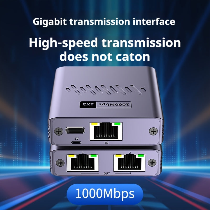 Un divisor de red que divide una conexión única en dos, permitiendo el acceso simultáneo a Internet con un extensor de conmutador RJ45 de 1000 Mbps, que también funciona como un dispositivo de compartición de red 1 a 4.