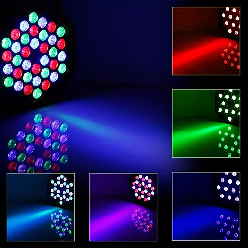 1pc Luz Par DJ RGB de 36 LED - Control Remoto Inalámbrico - Colores Vibrantes para Bodas, Cumpleaños, Navidad, Espectáculos de Música, Fiestas de Baile