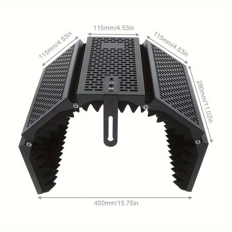 Filtro antipop de espuma de alta densidad para micrófono de metal de 5 paneles ePathChina, plegable, compatible con roscas de 3/8" y 5/8", negro, para estudio de grabación y transmisión en vivo
