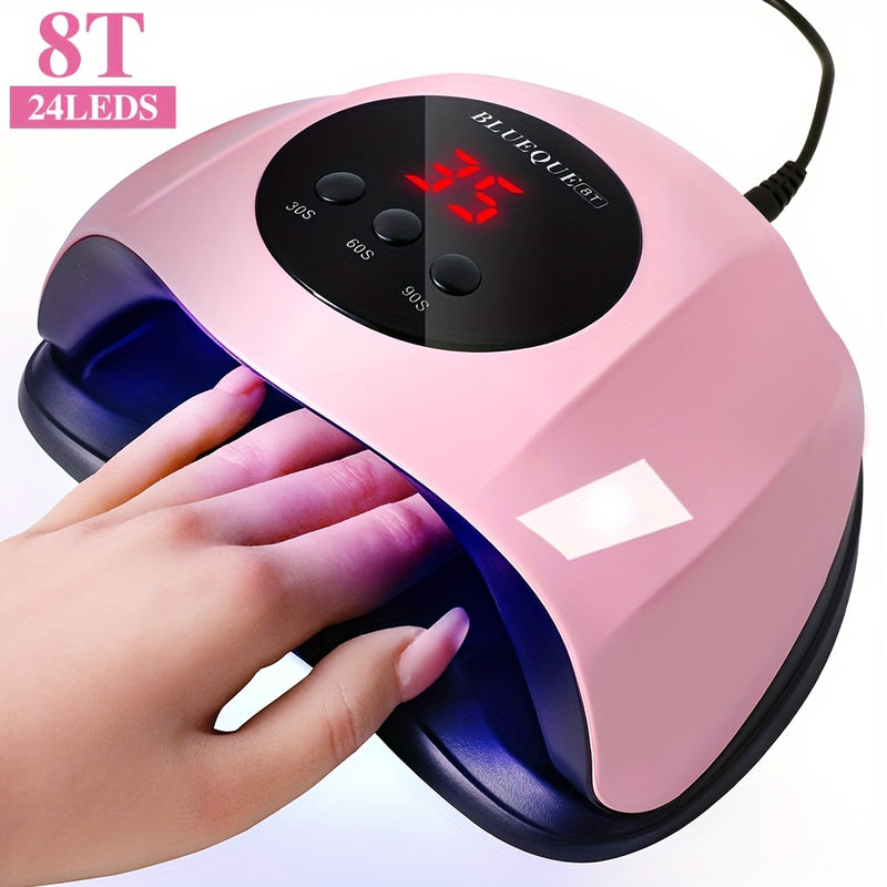 Lámpara de uñas LED con 3 configuraciones de temporizador, sensor automático, 24 fuentes de luz doble, alimentada por USB, sin fragancia - Ideal para secar uñas rápidamente en un salón de belleza en casa, lámpara de secado de uñas|Pantalla LED vibrante|C