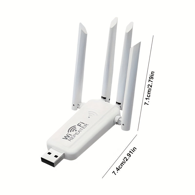 OEKE- Cuatro antenas USB repetidor inalámbrico - Extensor de señal de larga distancia con antenas dobles para cobertura completa de la casa
