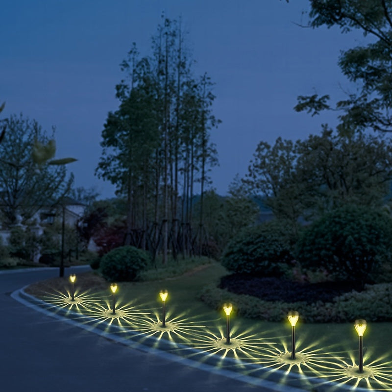 10pcs Luces Solares Exteriores LED para Caminos con Patrón de Cascada Elíptica, Superficie Pulida ABS, Encendido/Apagado Automático - Luces Duraderas para Jardín, Césped, Patio y Senderos - Iluminación Solar para Paisajes, Luces Solares para Exteriores