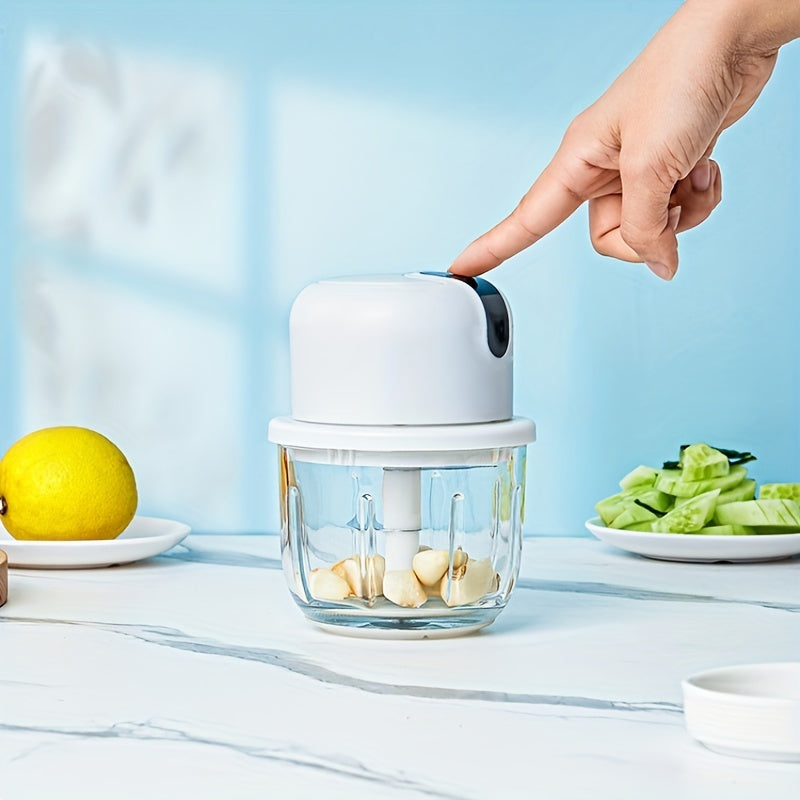 Picadora de ajo eléctrica inalámbrica USB de 350ML multifunción para picar ajo pequeño, picadora de ajo, picadora de pimienta, chile, nueces, molinillo de carne, procesador de alimentos / picadora de verduras, chile, carne, procesador de alimentos