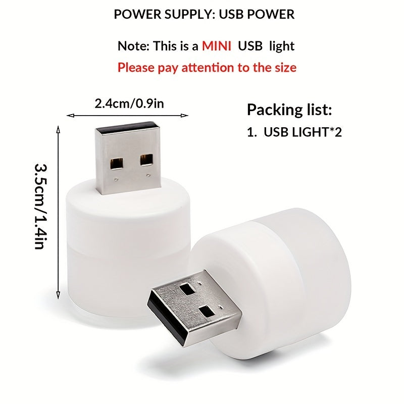 1 Set De 2/3/5 Piezas, Mini Lámpara Con Enchufe USB, Luz Nocturna LED USB Portátil, Luz Nocturna Mini, De Ahorro De Energía, Con Protección Para Los Ojos, Compatible Con Computadora Portátil De Escritorio, Banco De Energía