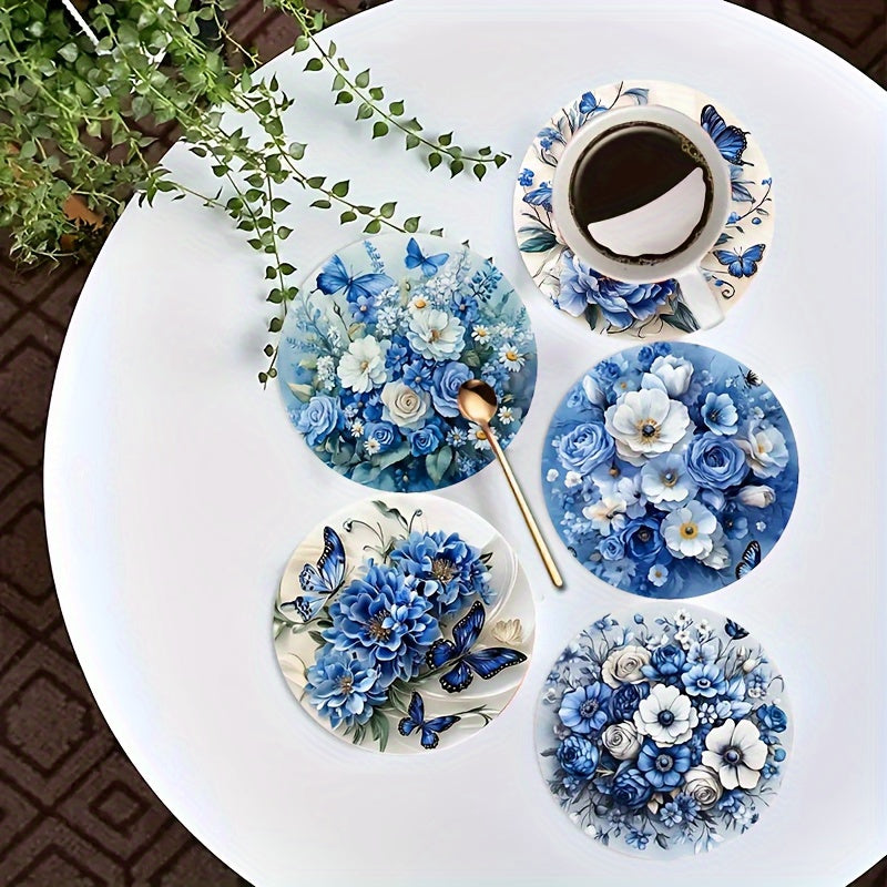 8 Piezas de Posavasos de Madera con Tema Floral, Resistentes al Calor, Decorativos para Café y Té, Ideales para Hogar o Restaurante, Regalo Perfecto para Padres y Amigos