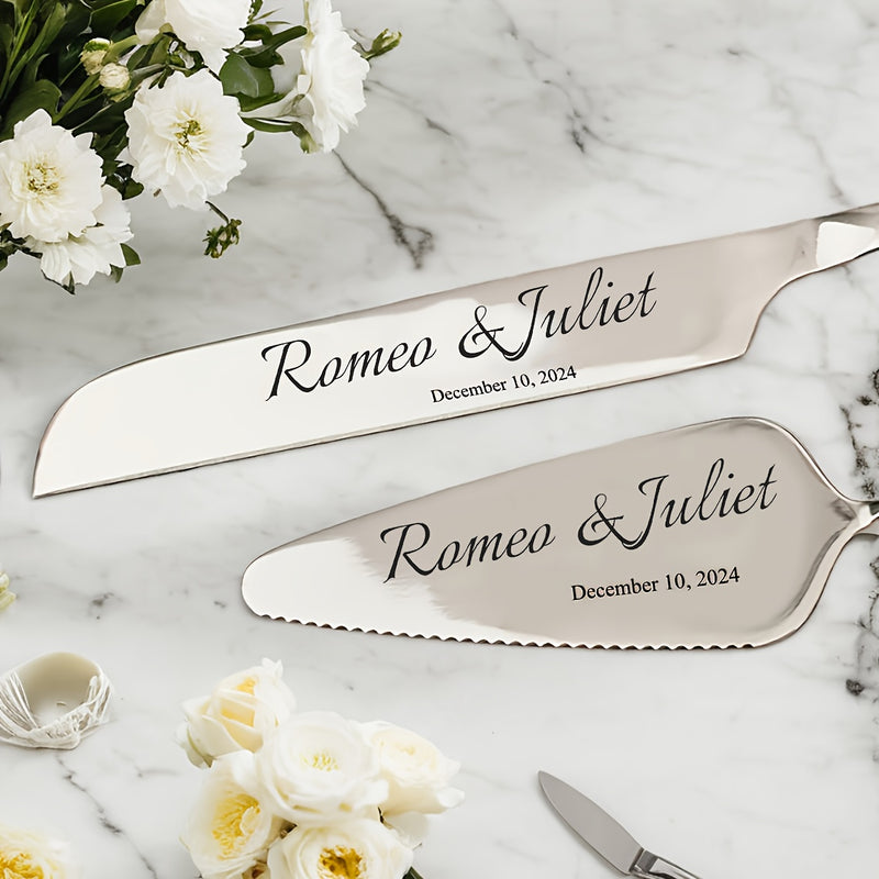 Juego de Cubiertos para Pastel de Acero Inoxidable Personalizado y Único de 2 Piezas, Cubertería Personalizada para Bodas, Cumpleaños, Aniversarios, Ceremonias de Graduación, Despedidas de Soltero, Recuerdos de Boda, Acción de Gracias, Día del Padre, Día