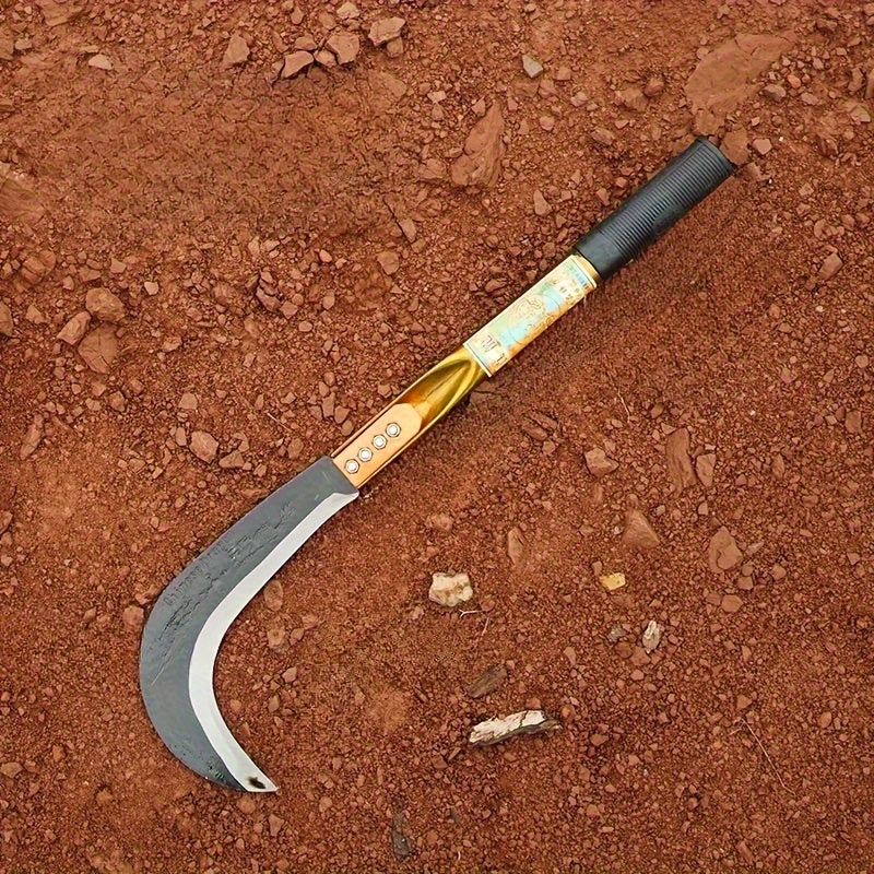 1pc Hoz de Acero Inoxidable Duradera - Mango Largo y Diseño Ergonómico, Herramienta Multifuncional para Cosecha, Corte de Hierba, Deshierbe y Jardinería | Hoja de Acero al Carbono con Construcción Robusta