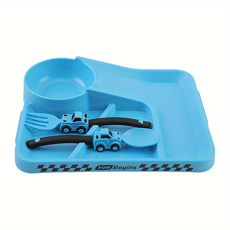 Juego de Comida Festivo Amarillo para Niños Pequeños con Tenedor y Cuchara - Adecuado para Edades 0-3