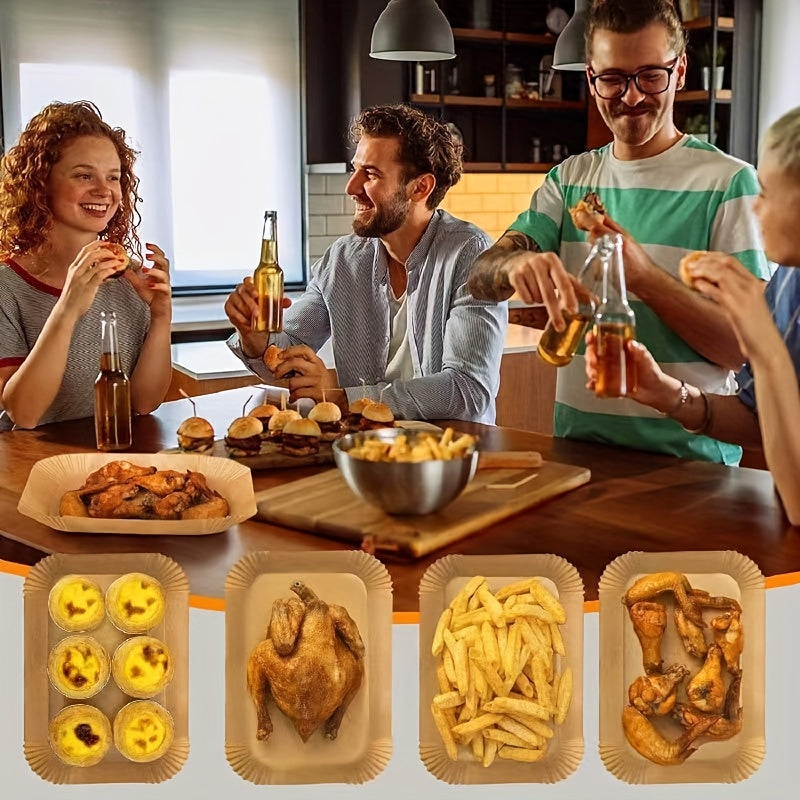 Forro Rectangular Duradero para Freidora de Aire con Diseño de Crestas - Papel Parchment No Blanqueado y No Tóxico para Fritura, Horneado y Parrilla sin Aceite - Compatible con Air Fryers, Horno y Parrillas - Ideal para Pollo, Papas Fritas y Alitas