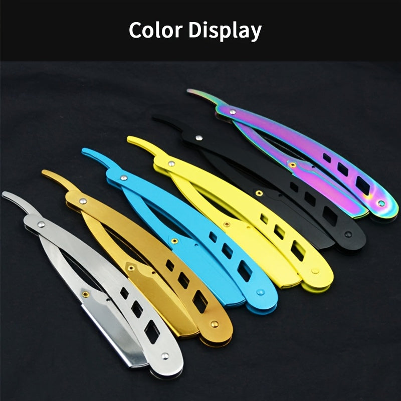Navaja manual plegable para hombre YINTAL, cortadora de cabello profesional de metal para cejas y vello de las axilas, rasuradora no eléctrica (hojas no incluidas), navaja para cortar cabello