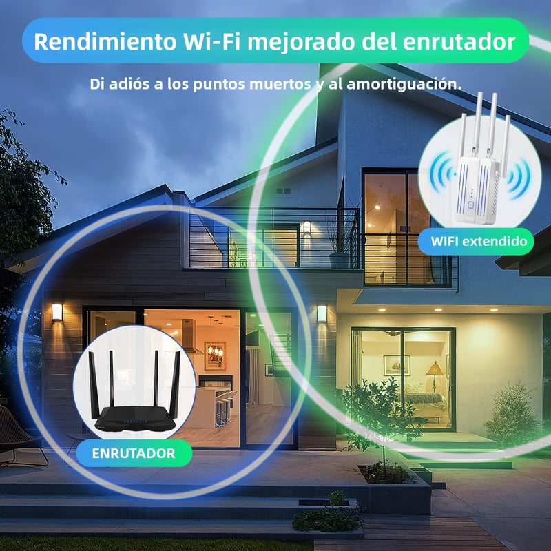 Amplificador de señal WiFi para el hogar: repetidor de Internet con alcance que cubre hasta 9995 pies cuadrados y 45+ dispositivos para la casa