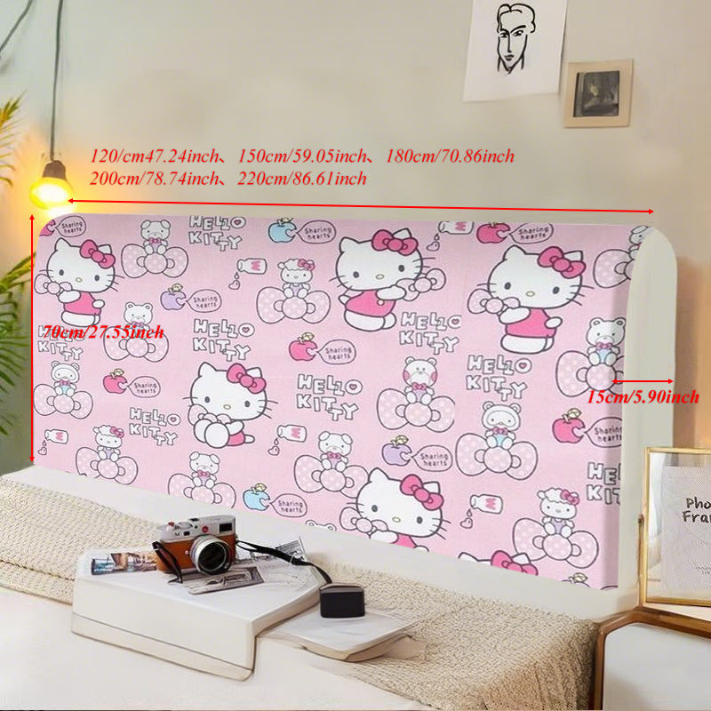Fundas para Cabecero de Cama Rosa de Sanrio Hello Kitty - Poliéster Antipolvo, Fácil de Limpiar y Duradero, Diseño Lindo de Hello Kitty con Lazos y Magdalenas, Perfecto para Habitaciones Infantiles o Decoración Caprichosa del Hogar