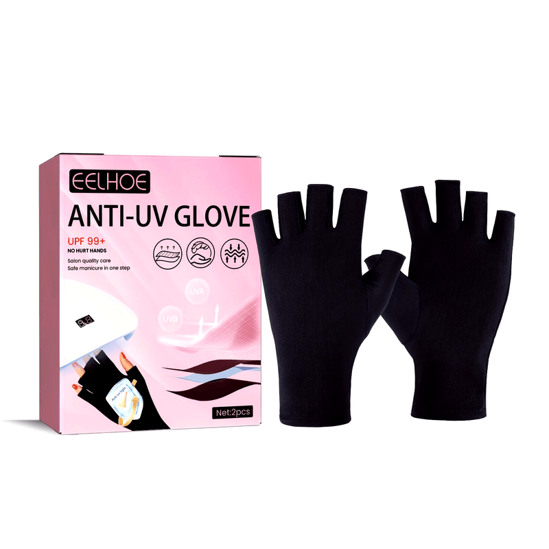 2 pares de guantes de protección para uñas - UPF 50+ Anti-Manos para manicuras de gel, oscurecimiento y estilismo, no tóxicos y sin alcohol, se ajustan a todos los tamaños de uñas, accesorio de arte de uñas