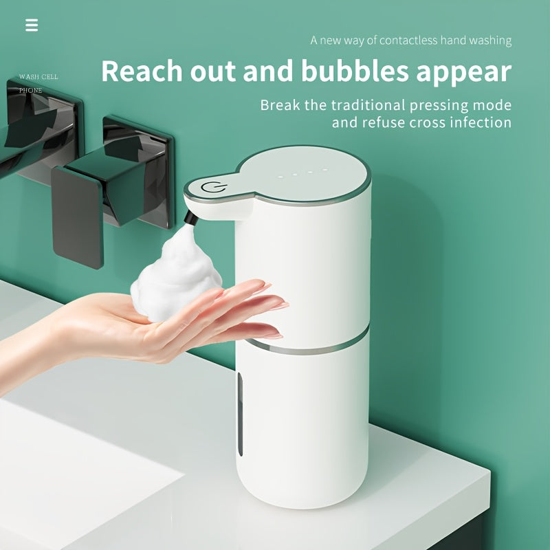Dispensador automático de jabón sin contacto de 360ml, recargable por USB con sensor infrarrojo, diseño para pared o mostrador, ideal para cocina, baño y baños públicos, disponible en varios colores, incluye 2 almohadillas adhesivas