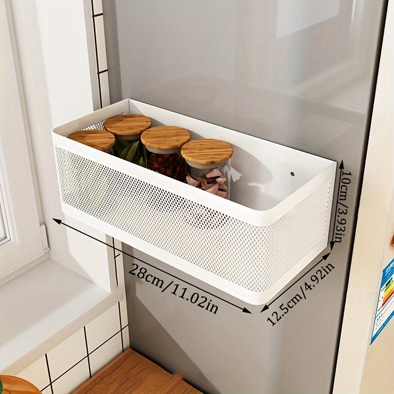 1pc Soporte Magnético de Almacenamiento Lateral para Refrigerador de Cocina, Cesta Colgante para Hueco de Placa