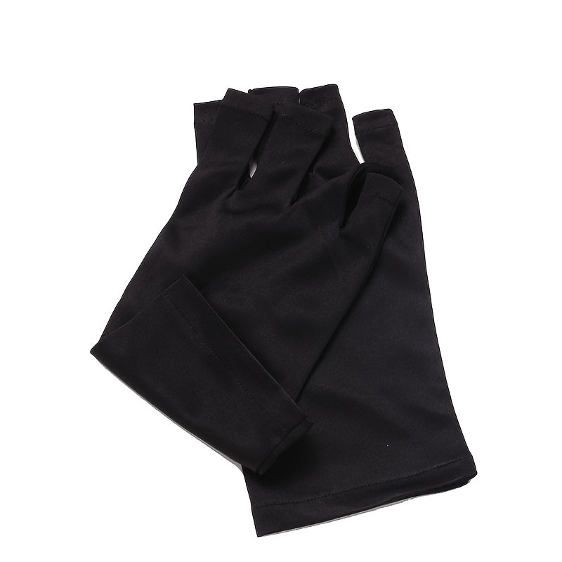 Guantes UV para Manicuras en Gel, Guantes Profesionales de Protección UV UPF99+ para Lámpara de Uñas en Gel, Guantes de Protección UV Profesional para Manicura, Guante AntiuV sin Dedos Color Claro Beis para el Cuidado de las Uñas