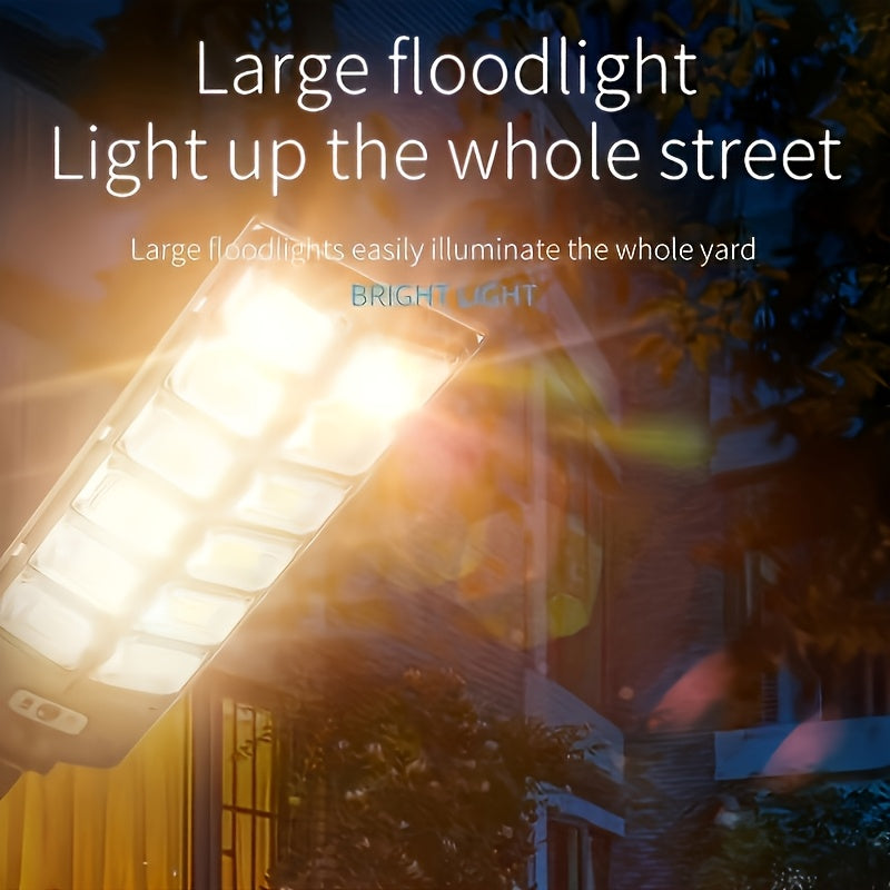 1 unidad de foco solar para jardín con 504 LED, luz exterior de pared con sensor de movimiento, montaje semiempotrado, 3 modos, batería de litio recargable, iluminación exterior para jardín, pared, garaje, porche - incluye hardware de montaje y control r
