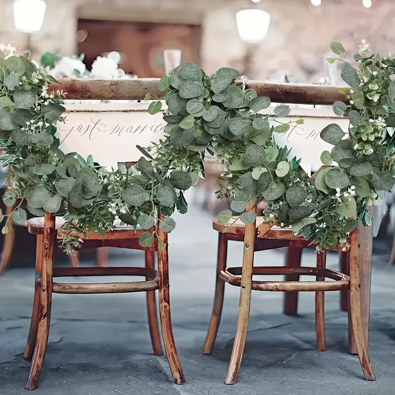 12 Piezas de Guirnaldas Artificiales de Eucalipto y Sauce con Flores Blancas - 6 Pies, Hojas Verdes Multifuncionales para Bodas, Decoración del Hogar y Eventos, Estilo Clásico, Temática Nupcial, Plantas/Florales Artificiales para Exteriores