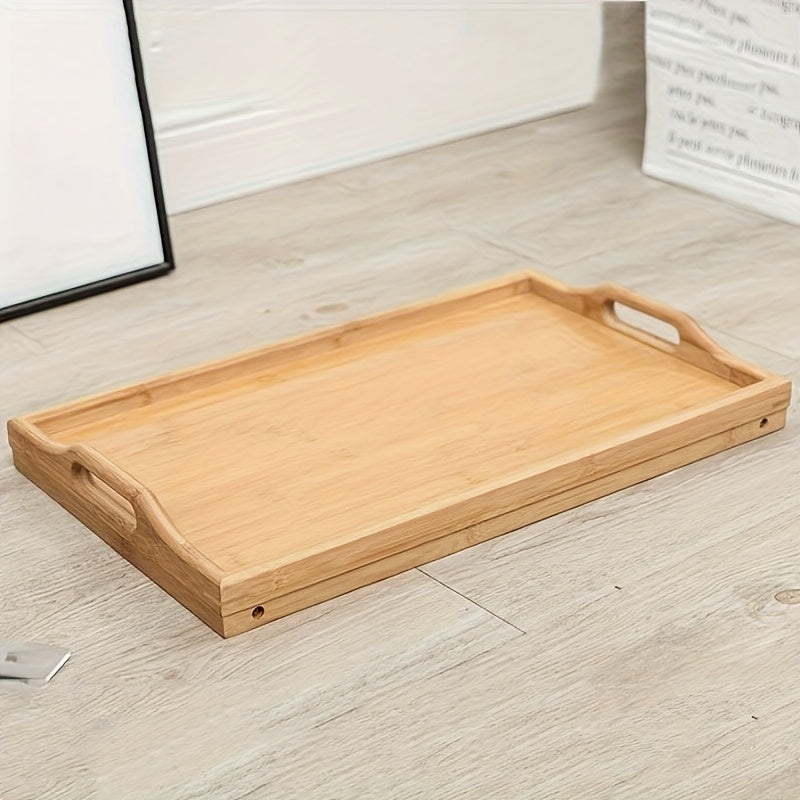 1 pieza de bandeja de bambú plegable para servir comidas en la cama, adecuada para uso como bandeja de té, mesa de desayuno o escritorio de portátil, perfecta para colocar en el sofá, y un regalo ideal para el Día del Padre o el Día de la Madre.