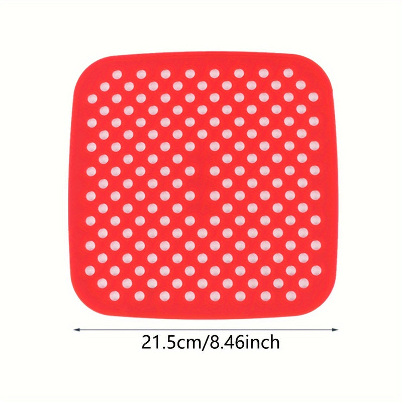 1pc Revestimiento de Silicona Reutilizable para Freidora de Aire - Fácil de Limpiar, Alfombrilla Antiadherente en Rojo y Negro, Perfecto para Cocinar Saludable, Compatible con la Mayoría de Freidoras de Aire, Accesorios para Freidora de Aire