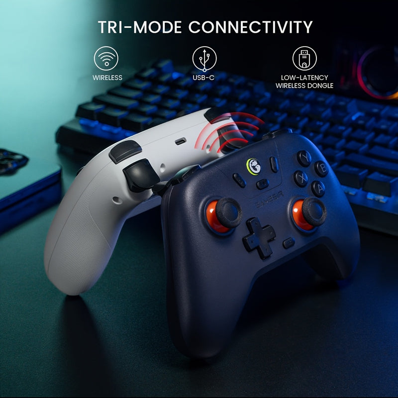 Controlador de juegos inalámbrico GameSir Nova Lite - Diseño ergonómico, palancas Hall Effect, función turbo, compatible con múltiples plataformas (Switch, Android, iOS, PC y Steam), recargable, conectividad triple (inalámbrico/adaptador/cable), botones