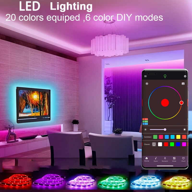 Tiras de luces LED inteligentes NBBUFF con aplicación y control remoto de 44 teclas, luces RGB inalámbricas con sincronización musical, alimentadas por USB, para decoración de habitaciones, fiestas, bodas, decoración de Pascua, luces inalámbricas para ha