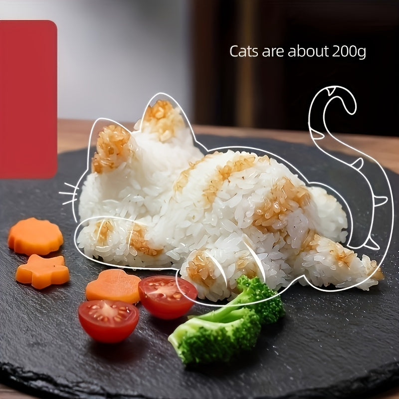 Molde plástico para arroz en forma de gato, capacidad de 200g, ideal para sushi, rollos de nori, cocina en casa, picnic y lonchera