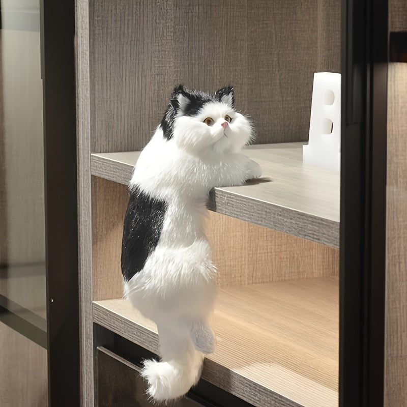 Muñeca de gato en resina artesanal, 1 unidad - Figura realista de felino en peluche para decoración del hogar, bodas y regalos - Material duradero, no requiere energía
