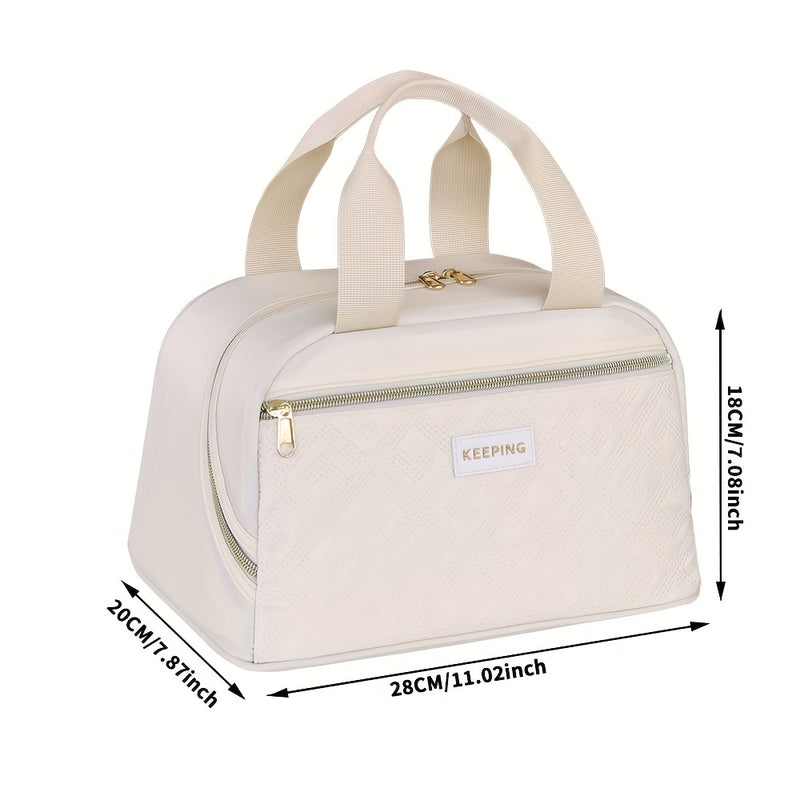 1pc Bolsa de almuerzo aislada para llevar comida al trabajo, estilo nuevo y elegante, bolsa térmica portátil para picnic o escuela, no apta para contacto con alimentos