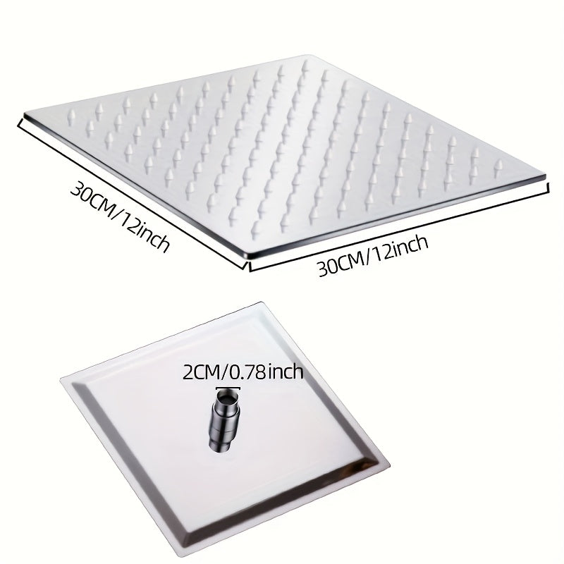 1pc Cabezal de Ducha 30.48cm, Diseño Extra Grande, Adecuado para Duchas de Alta Presión, Fácil Instalación, Duradero y Ahorrador de Agua, Acabado en Acero Inoxidable, Montaje en Techo o Pared, Sin Necesidad de Electricidad, Ideal para Estilo Moderno de B