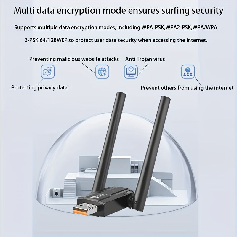 Adaptador AX900 WiFi 6 de 900Mbps Banda Dual 2.4G/5G Tarjeta de Red Inalámbrica con MU-MIMO, OFDMA, Soporte Hotspot para Portátil y PC de Escritorio, Adaptador Wifi para PC, Internet de Alta Velocidad, Diseño Moderno, Conectividad Versátil, Construcción