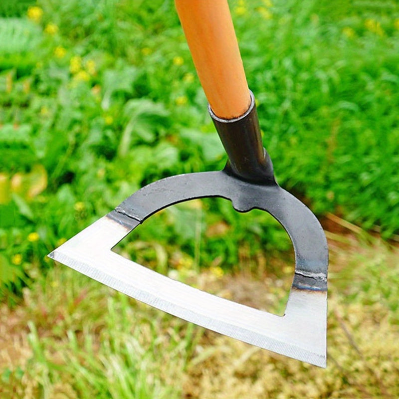 Una azada de acero portátil diseñada para desmalezar y suelto la tierra, haciendo que el jardinería sea más fácil y eficiente.