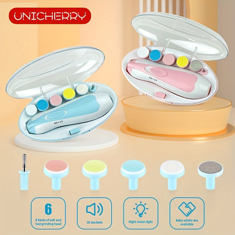 Kit de Cortaúñas Eléctrico 6 en 1 para Adolescentes, Rosa y Azul - Incluye Luz LED, 6 Alisadores y Lima, Seguro y Fácil de Usar desde Jóvenes hasta Adultos - Ideal para Manicura y Pedicura, Accesorios para Uñas