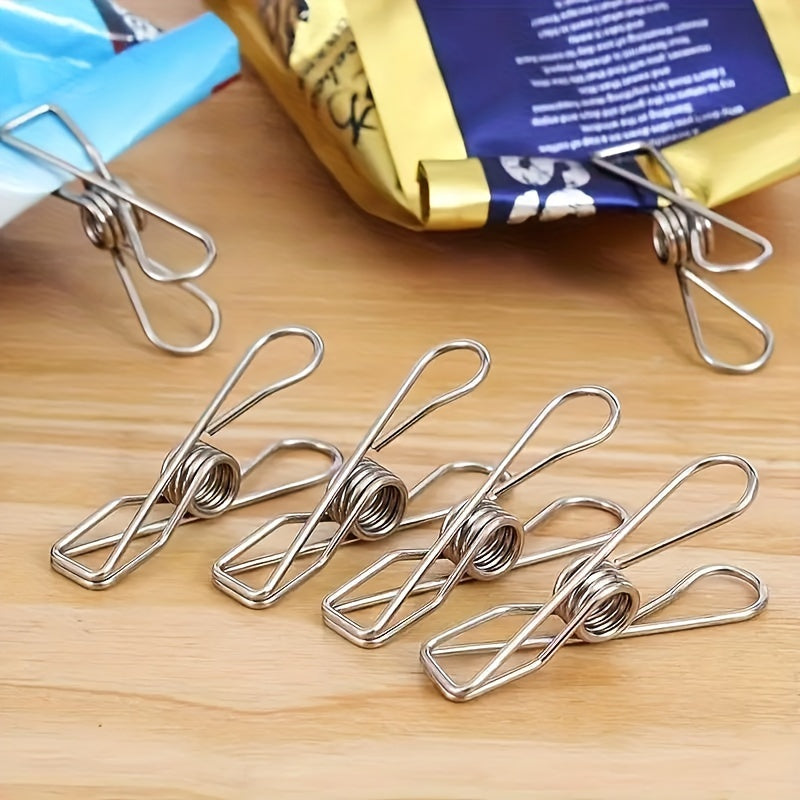 Pinza de Ropa de Acero Inoxidable Sólida, Clip para Pantalones, Clip Multiusos para el Hogar, Clip para Secar Ropa, Clip para Calcetines, Clip para Bolsas de Snacks, Clip de Sellado Simple, Clip para Cuerda, Pinzas para Ropa