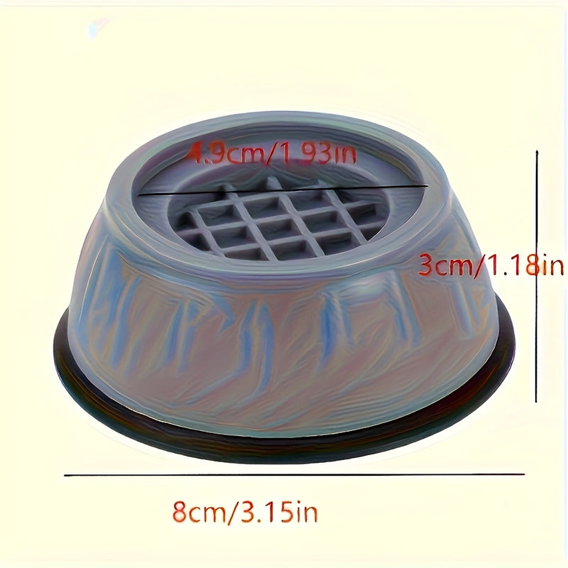 Juego de 4 Almohadillas Antigolpes para Lavadora - Alfombrillas Plásticas Antideslizantes y Reductoras de Vibraciones para Electrodomésticos Domésticos, Duraderas en Gris con Base Negra Segura, Sin Pilas Requeridas