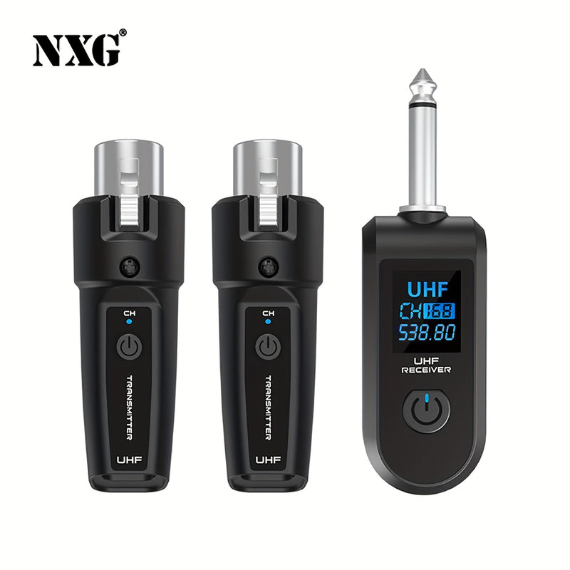 Transmisor receptor sin varillas NXG 2pcs/1pc, compatible con sistema de micrófono XLR, jack de 6.35mm, transmisión a larga distancia 2.4GHz, recargable USB, para micrófonos condensador y dinámicos