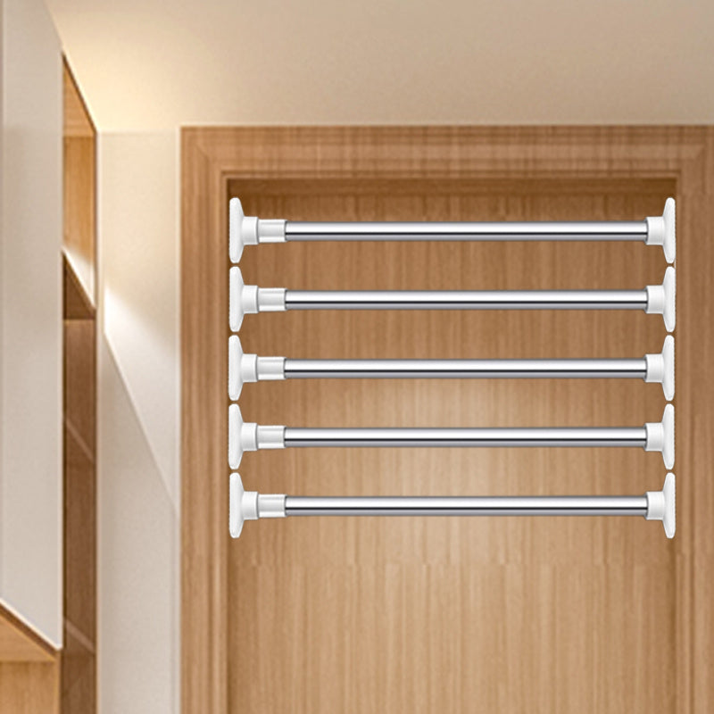 Barra extensible para cortina de baño, 50-80 cm, acero inoxidable, ajustable sin taladro, instalación por tensión, diseño duradero y ahorrador de espacio para baño y ducha