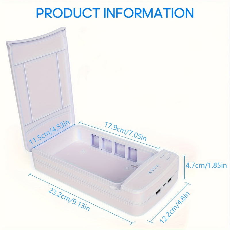 Estuche Organizador de Uñas con Luz Azul USB - Estación Portátil para Manicura en Casa, Diseño Fácil de Limpiar y Sin Batería Necesaria (), Caja Compacta de Plástico Duradero