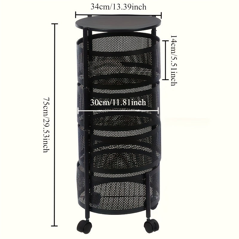 1 pieza de acero al carbono, estante de almacenamiento de cocina giratorio de capas múltiples - Diseño duradero y ahorrador de espacio con 4 niveles, ideal para la organización del hogar, almacenamiento de cocina | Estante de cocina moderno | Utensilios