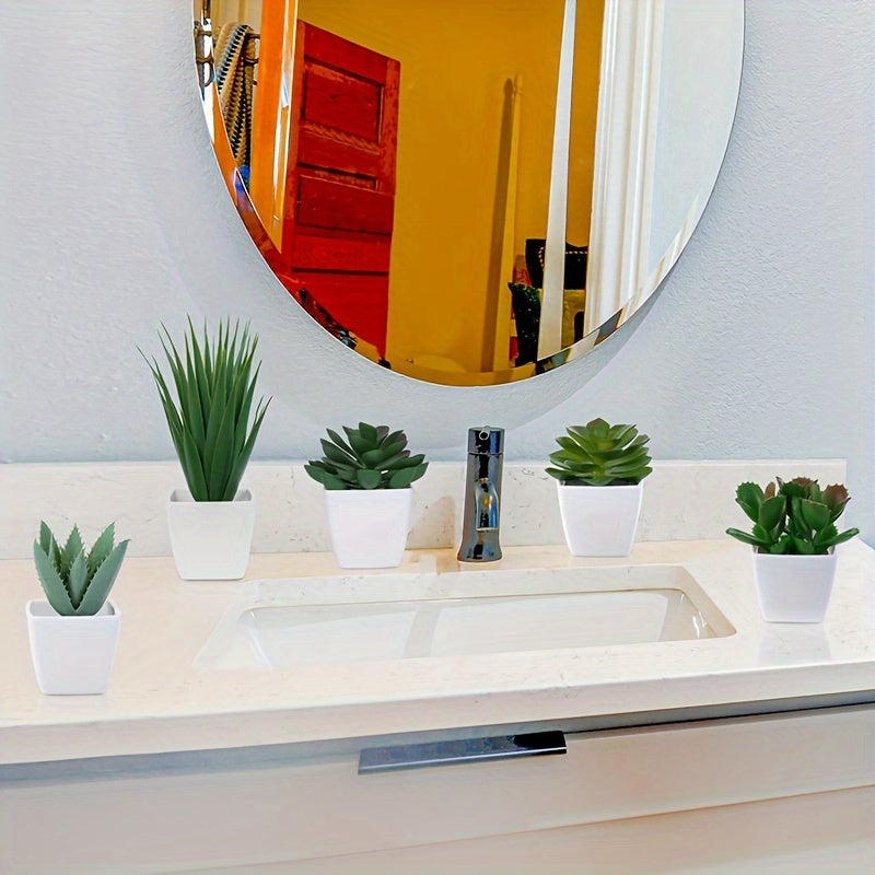 Juego de 5 Piezas de Suculentas Artificiales - Mini Plantas en Macetas para Decoración de Hogar y Oficina, Acentos de Estilo Nórdico para Escritorio con Contenedores Incluidos