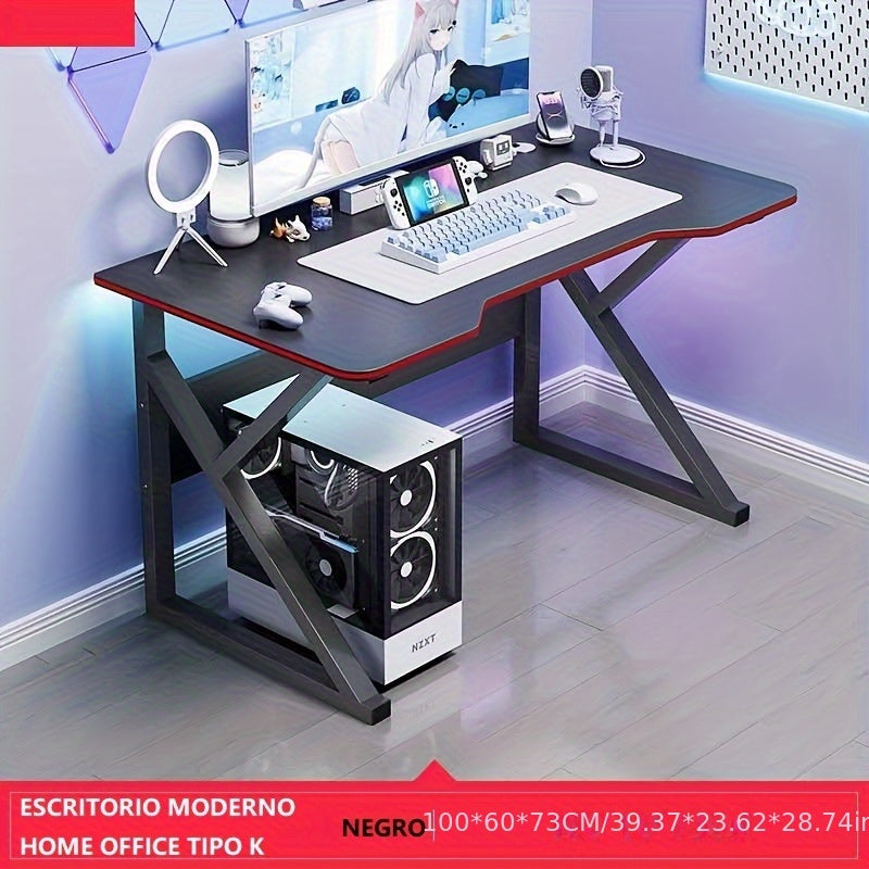 Escritorio de computadora para deportes electrónicos - Escritorio de pie con altura ajustable de 27" (68,58"), superficie laminada blanca/negra, estructura de acero duradera y parte superior de tablero de fibra para oficina en casa y configuración de jue