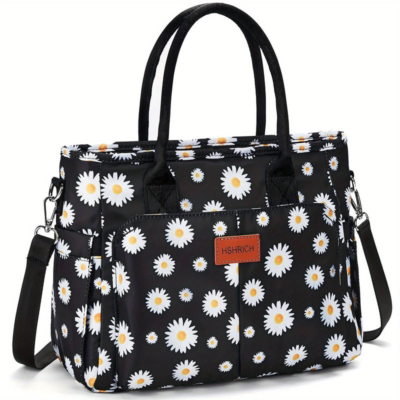 Bandolera de almuerzo para mujer, nevera portátil con bolsillos laterales y correas desmontables, bolso térmico grande para trabajo o picnic, sin contacto con alimentos