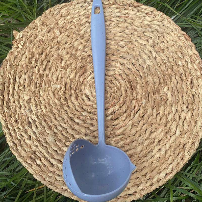 1pc Cuchara Colador 2-en-1 de Alta Calidad - Mango Largo, Plástico de Paja de Trigo, Perfecta para Hot Pot y Sopas, Utensilio de Cocina Seguro para Alimentos, Cuchara de Sopa