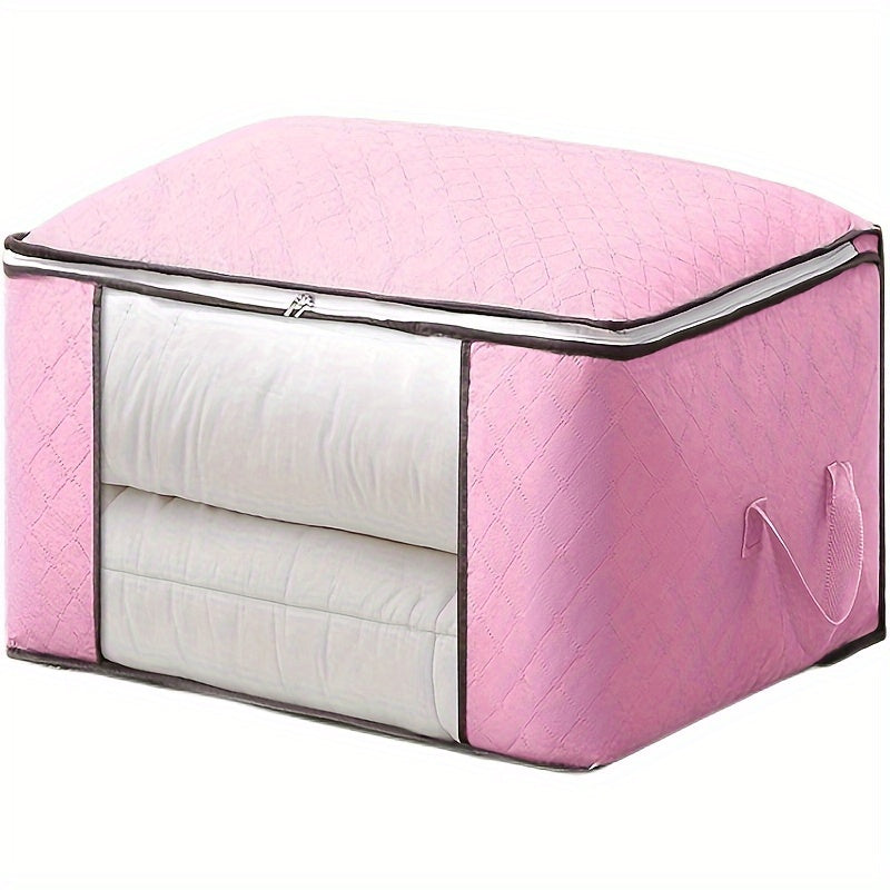 Bolsa de Almacenamiento Extra Grande Plegable con Asas Reforzadas - Organizador de Tela Gruesa Duradera para Edredones, Mantas y Ropa de Cama - Ventana Transparente, Cremallera Resistente