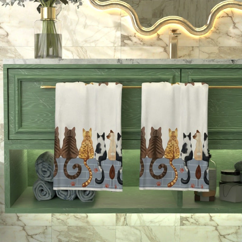 2 pañuelos de cocina con diseño de gatos Whisker Wonders, súper suaves de poliéster, lavables a máquina, tema de fantasía felina, ideales para regalo a amantes de los gatos